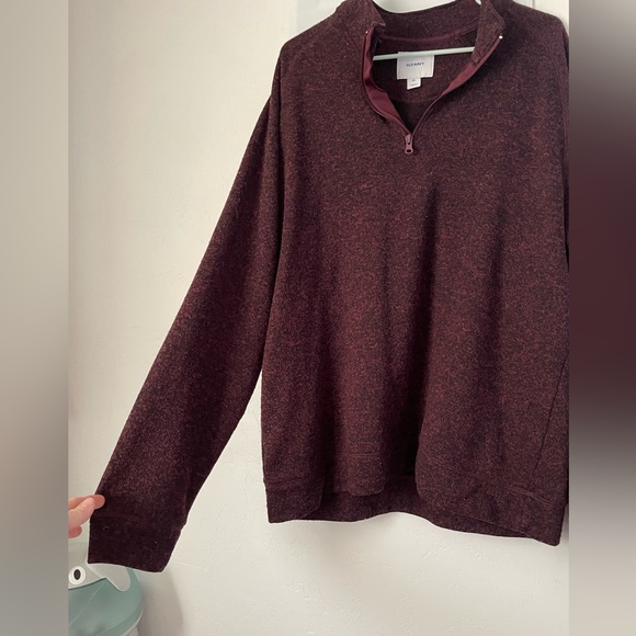 ❄️4 for $25 Sale!❄️ Old Navy, Burgundy zipper pull over. XXL made in Egypt - Picture 3 of 4